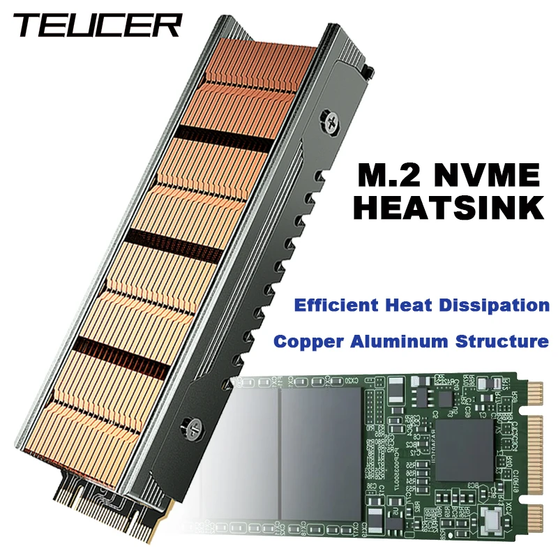 TEUCER M.2 NVME SSD Heatsink Copper Radiator with High Performance Thermal Pad