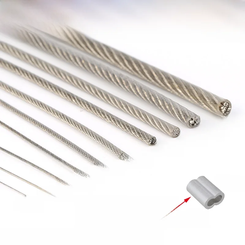 Câble métallique flexible revêtu de PVC, acier inoxydable transparent, ULà tout, diamètre 5/10mm, 0.8mm, 1/1mm, 3mm, 4mm, 2/2 m