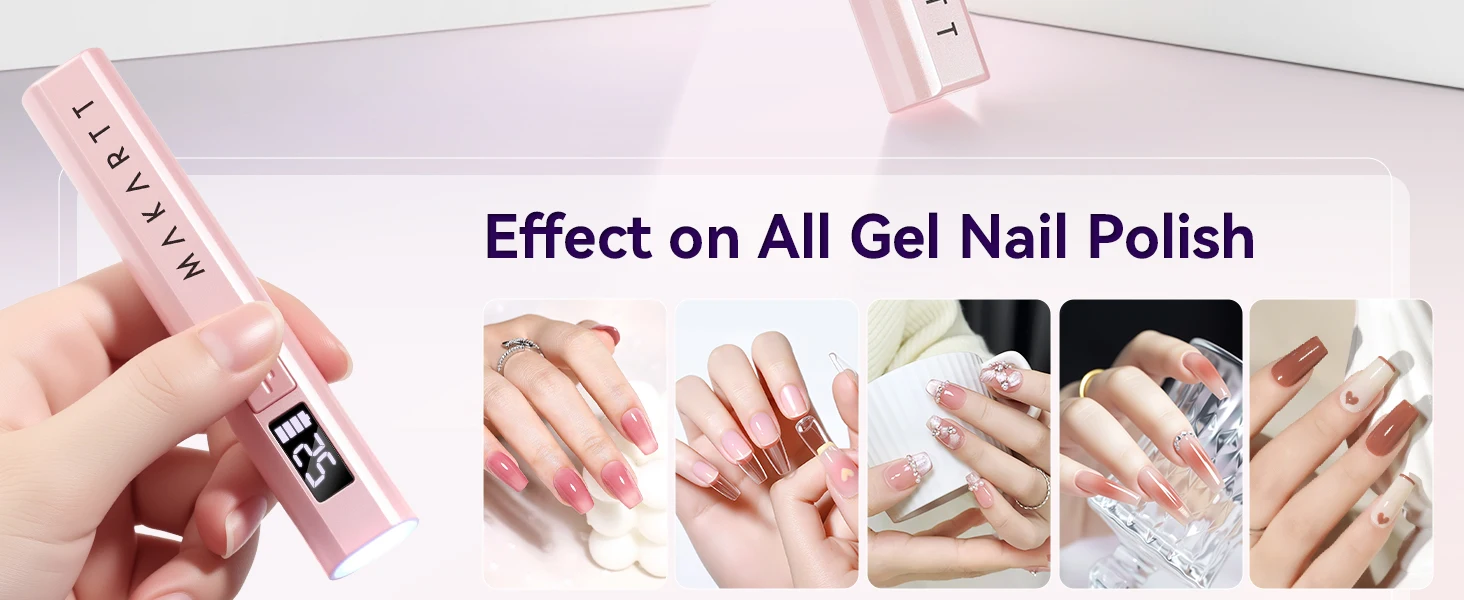 Makartt Handheld UV Light for Gel Nails Portable Mini UV LED Nail Lamp Fast Curing Dryer Rechargeable USB LCD 2 Timers DIY Salon