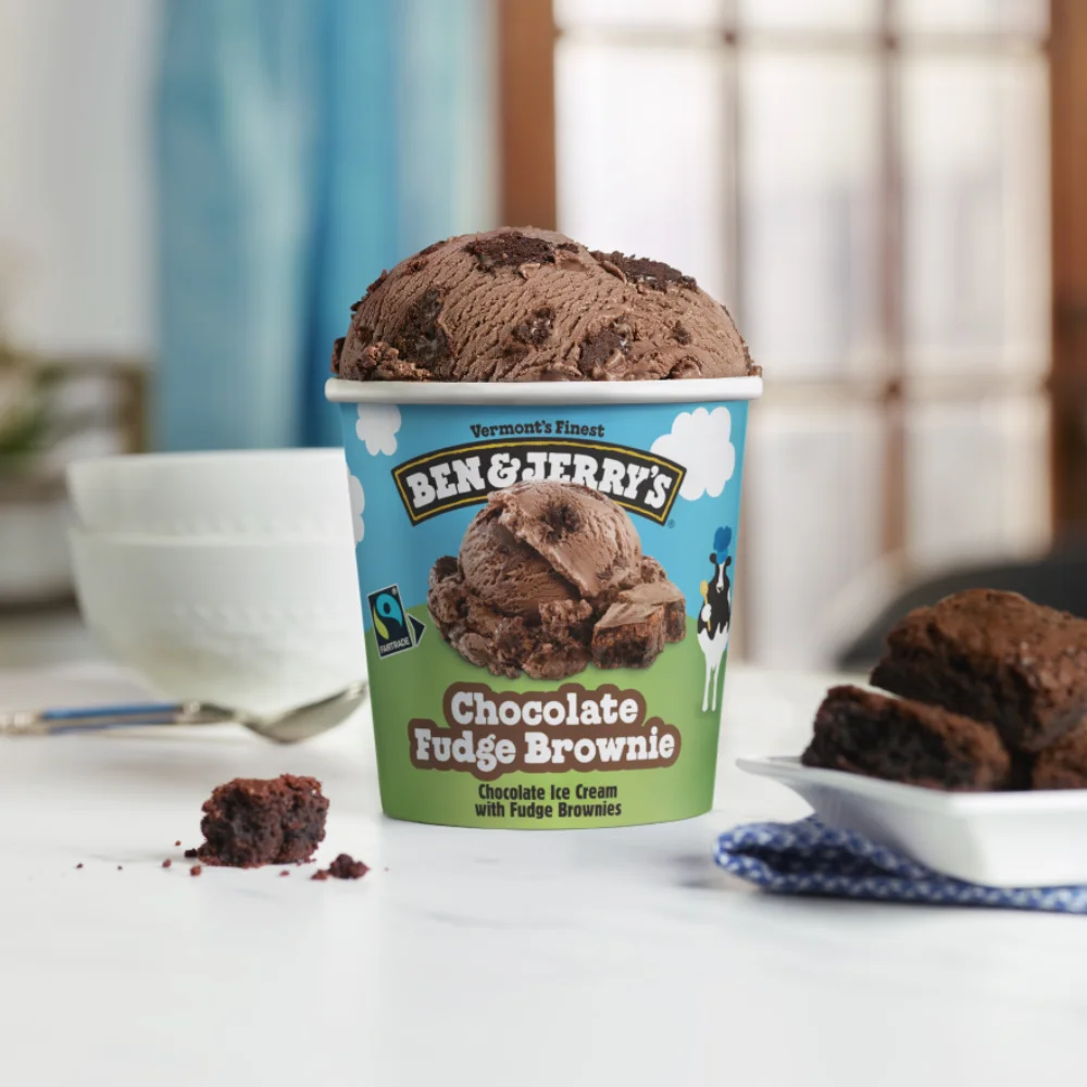 Ben &  Jerry's ice Cream PINT = 3 حزم (رقاقة كوكى دو + قطع سوبر فاسكى نيويورك + شوكو فوداج بني)