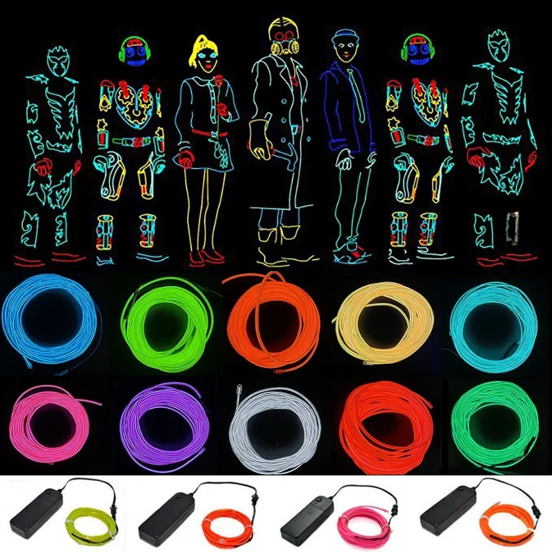 1m/3m/5m Neonlicht Tanz party Dekor Licht DIY Kostüme Neon LED Lampe flexible Glühen el Drahtseil Rohr wasserdicht LED Streifen band