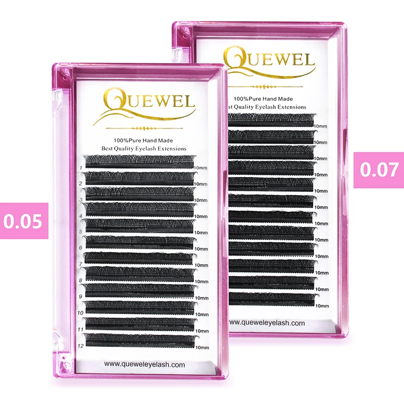 Quewel YY Shaped 2D Lashes Extension 0.05/0.07 Faux Mink B/C/D/CC/DD 8-15mm Natural Soft Eyelash Premade Volume Fan Y Lashes