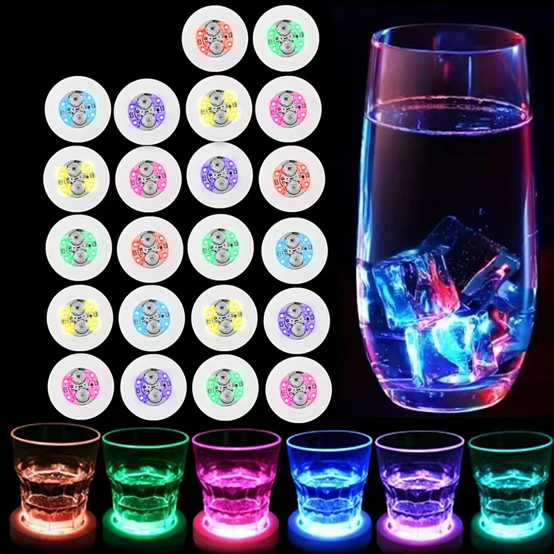 

40-Piece Set of Glowing Led Coasters, Colorful Cocktail Sparkling Coasters, Multicolored Bar Glow-In-The-Dark Atmosphere Coaster