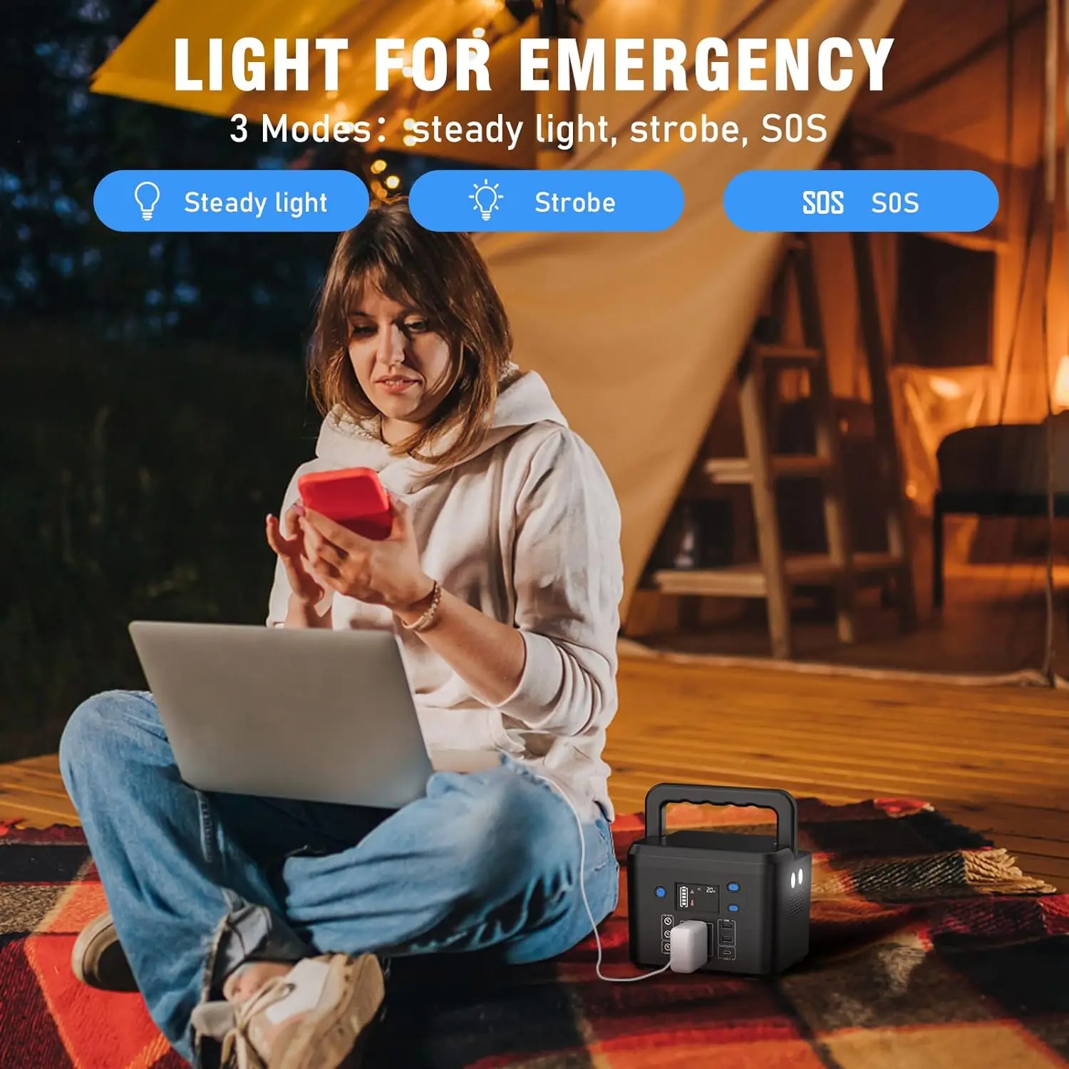 Estação de energia portátil 200w 120wh/33000mah bateria de lítio de backup, 110v ac tomadas dc saída usb power bank para acampamento ao ar livre