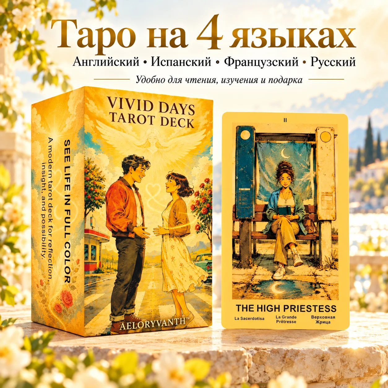 78 Russian Edition Daily Life Tarot Cards, Divination Tool, Multilingual Guide Included, English, French, Russian, Spanish