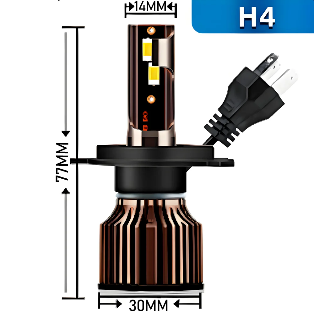 2PCS 3570 CSP Chips H4 LED Headlights 20000LM Headlamps 6500K White Plug and Play Car Headlamps 12V For Isuzu Trooper 1986-2003