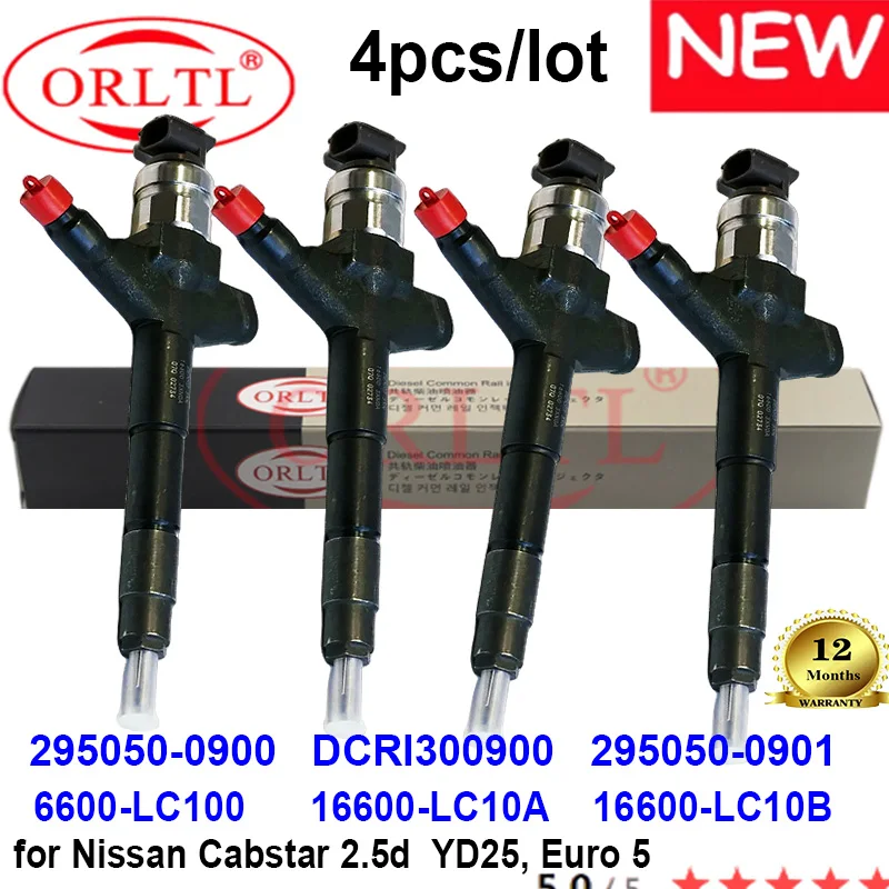 

ORLTL Genuine Fuel Injector 16600-LC10A 16600-LC10B 295050-0900 6600-LC100 DCRI300900 295050-0901 for Nissan Cabstar 2.5d 4PCS