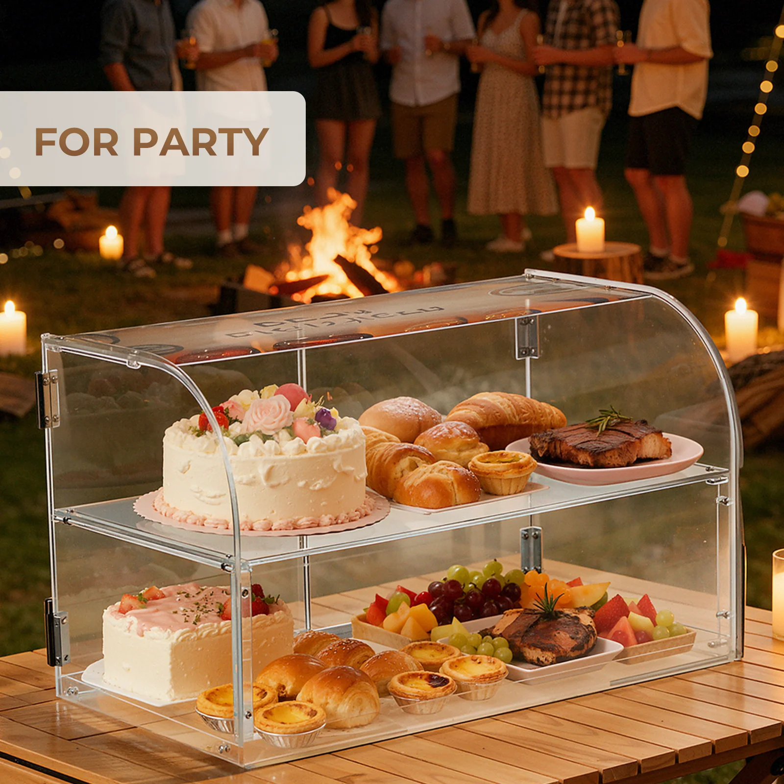 Outdoor Power For Wedding - Acryl-Bäckereivitrine mit Magnetischer Rücktür, Tragbare Theken-Lebensmittelauslage,