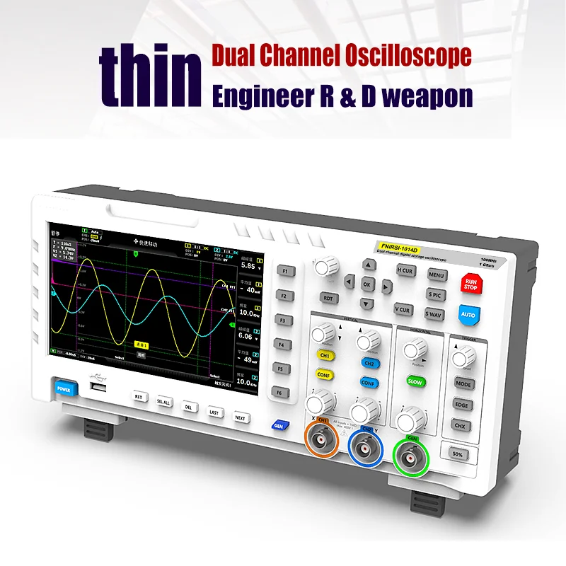 FNIRSI-1014D 100MHz Digital Oscilloscope with Dual Channel Input 1GS/s Sampling Rate Analog Bandwidth 1GSa/s Sampling Rate