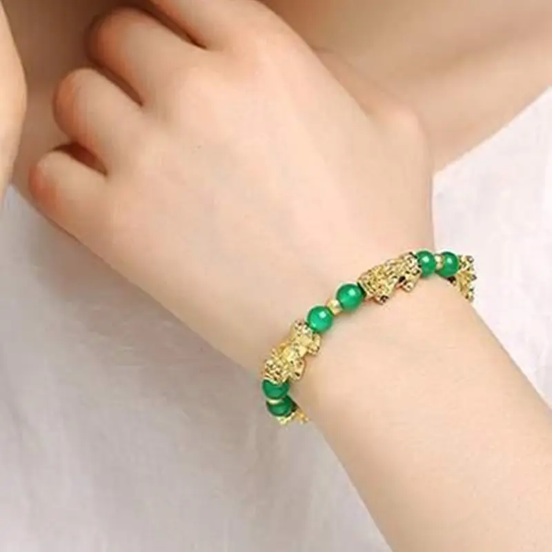 * Non-Hugh Bracelet Health + lucky Bhe Bracelet Health Bracelet Jade Bracelet Holiday Gift Parents nims Gift Jade Gold-plating Bracelet