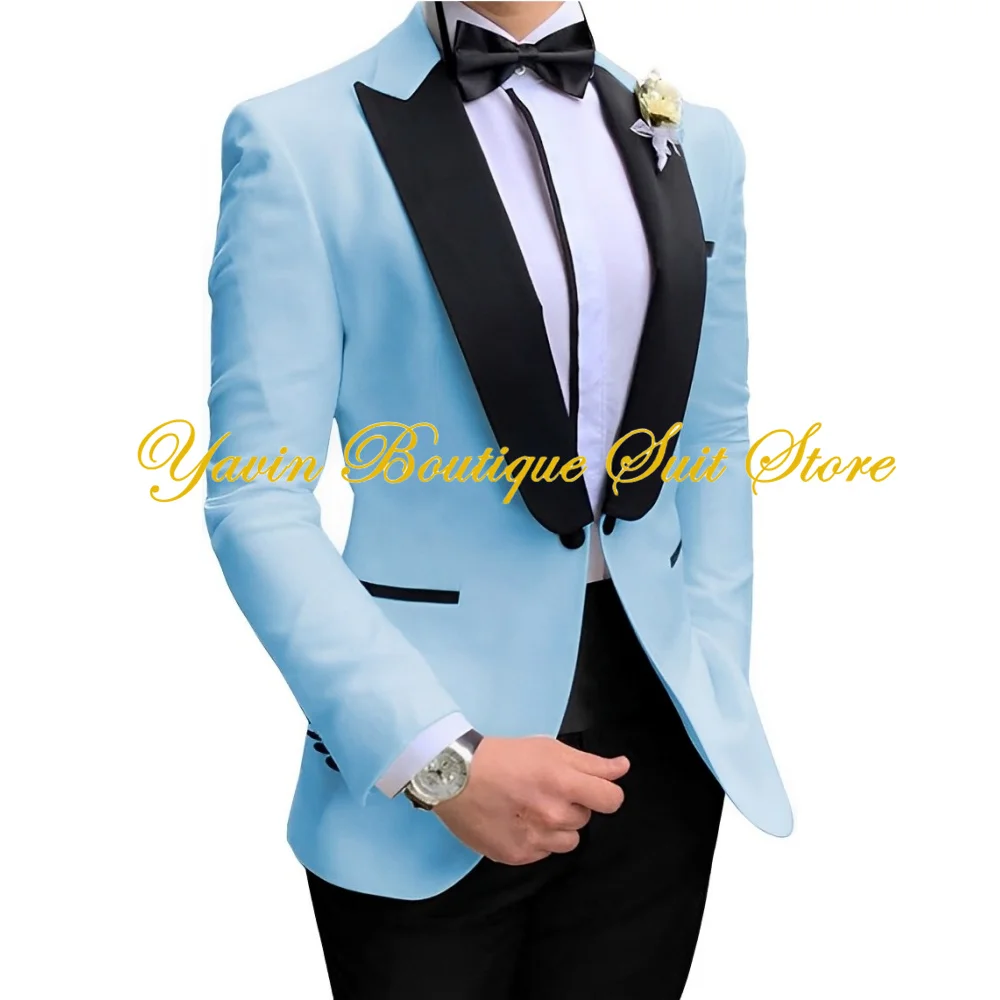 Classic Men's Wedding Tuxedo 2 Piece Set Slim Fit One Button Jacket Pants Bow Tie Elegant Men's Suit