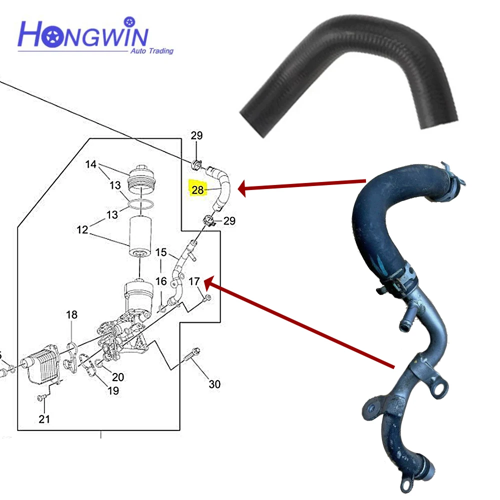 55596898 650194 Engine Oil Cooler Coolant Inlet Hose For 1.4Lt JH Cruze Sonic Trax Black Opel 55565952