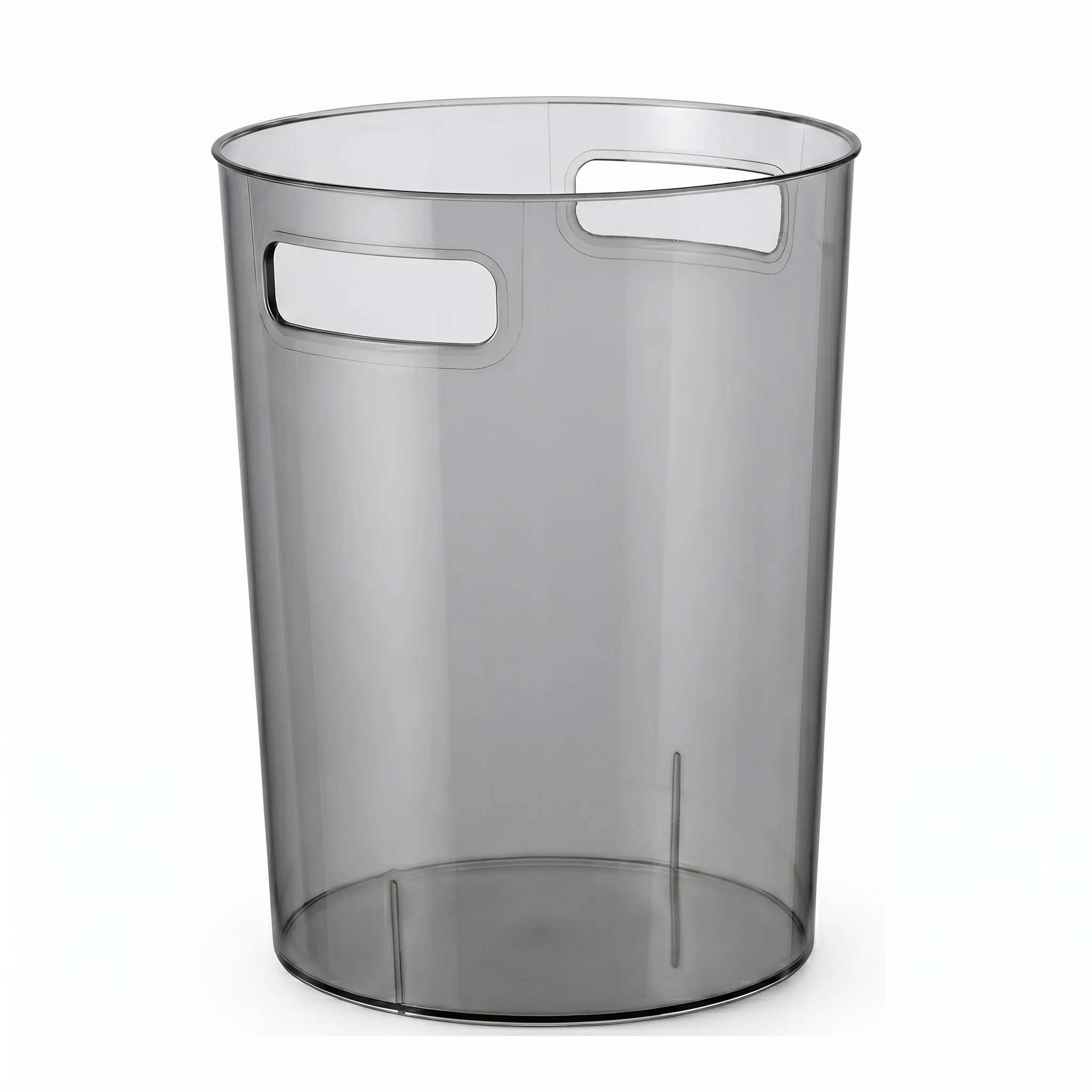 888 Déchets transparents en PET | Poubelle moderne pour bureau, salle de bain et chambre d'enfant | Conteneur à déchets étroit avec poignée ergonomique encastrée, hauteur 27 cm |   8 litres (Fumée)