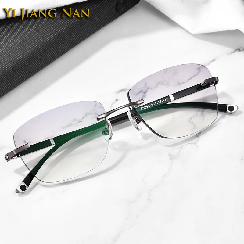 Men Elegant Fashion Pure Titanium Optical Tint Color Rimless Prescription Glasses Frame Women Eyeglasses Spectacles Eyewear