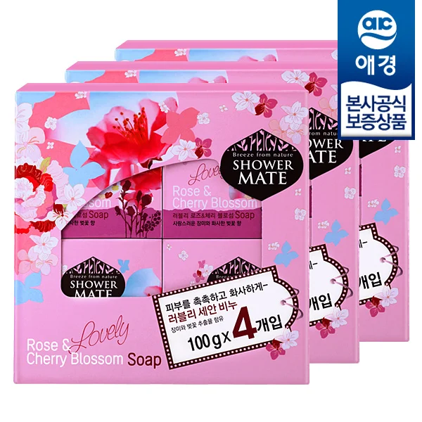 [Aekyung] Shower Mate soap Bly Rose 100g 4x3