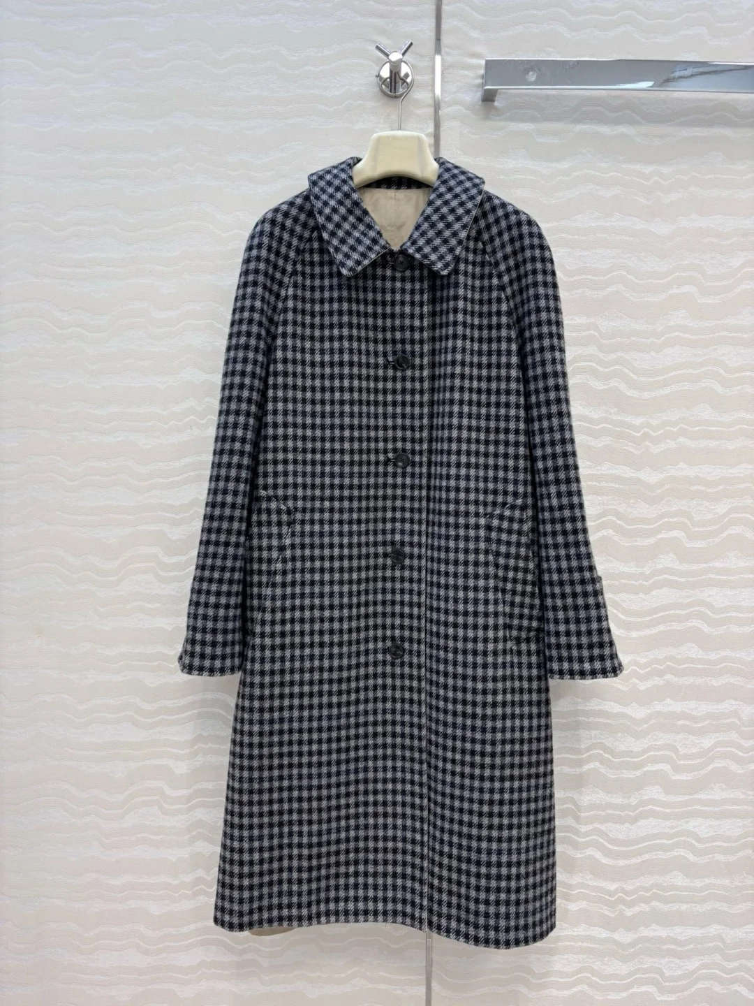 

Женское шерстяное пальто с двойным лицом, двусторонний плащ с узором «гусиные лапки», клетчатая куртка большого размера, 100% хлопок, милый и эстетичный стиль