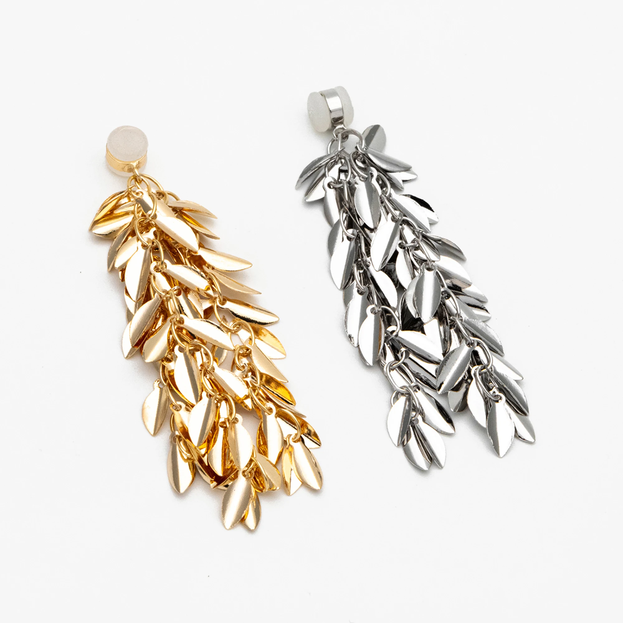 

4pcs Gold/ Silver Tone Leaves Tessel Ear Back Stoppers, Real Gold/ Rhodium Plated Brass, Earring Component Findings (GB-4627)