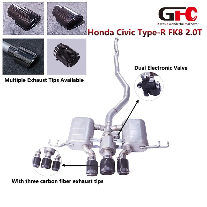 

304 Stainless Steel Cat-Back 2024 Honda Civic Type-R FK8 2.0T Electronic Valve Exhaust System Exhaust pipes