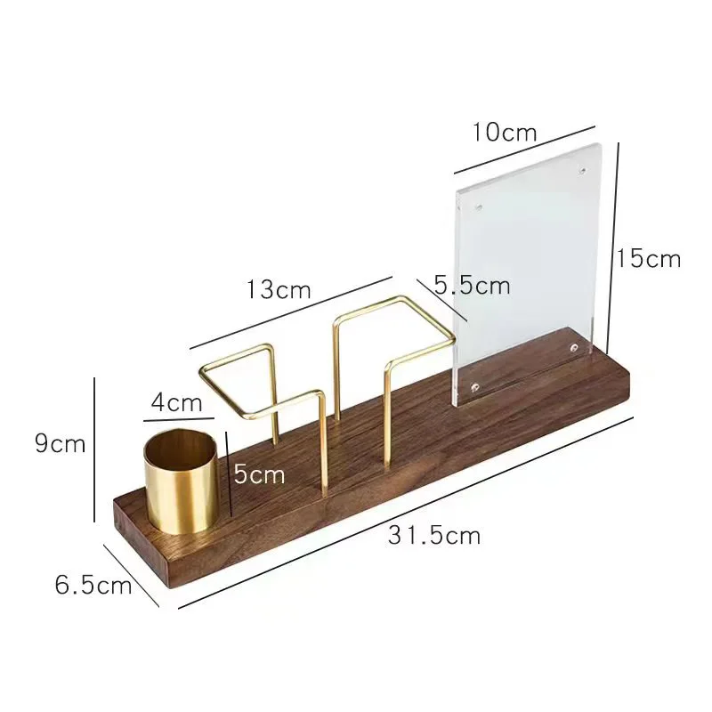 Solid Wood Tissue Holder Desktop Organizer Tableware Gold Metal Napkin Tissue Case for Hotel Restaurant Decor Kitchen Accessorie