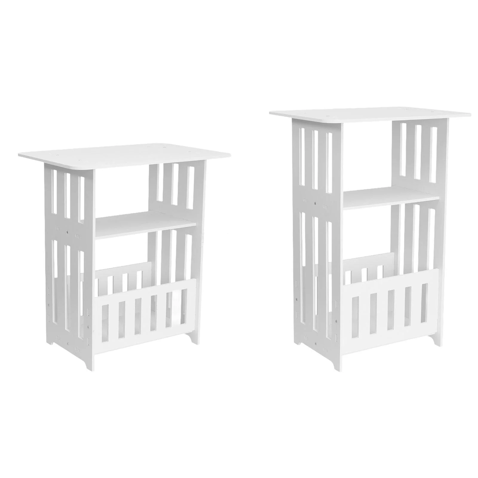 

Side Table Wood For Small Space 2 Tier Storage Shelf For Sofa Dorm Apartment Coffee Table Double-Layer Square Table Storage