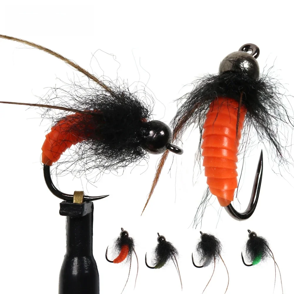 Vtwens – hameçon de pêche à la mouche avec perle en tungstène, Caddis réaliste, carapace, nymphe tchèque, pour leurre truite