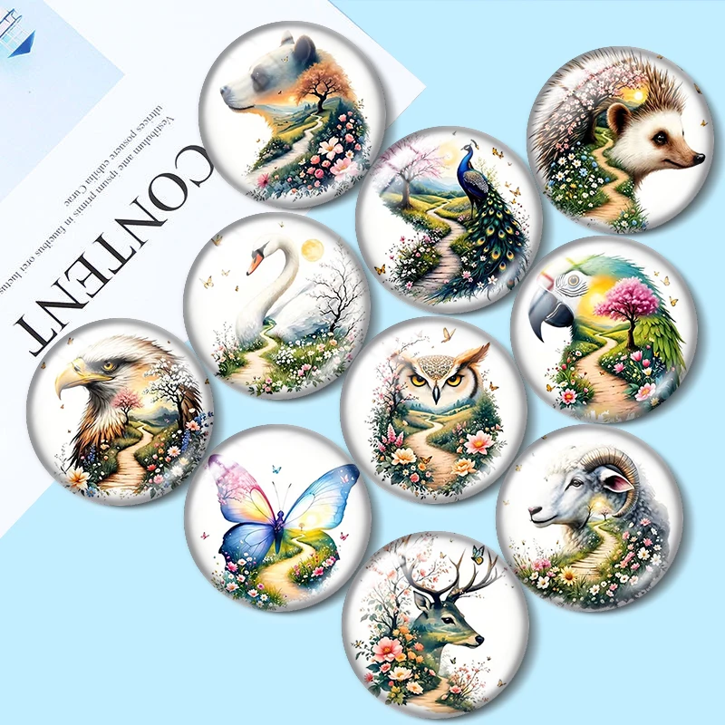Flower and animal themes 12/18/20/25mm glass cabochon  bracelet pendant rings for jewelry demo earrings back Making findings