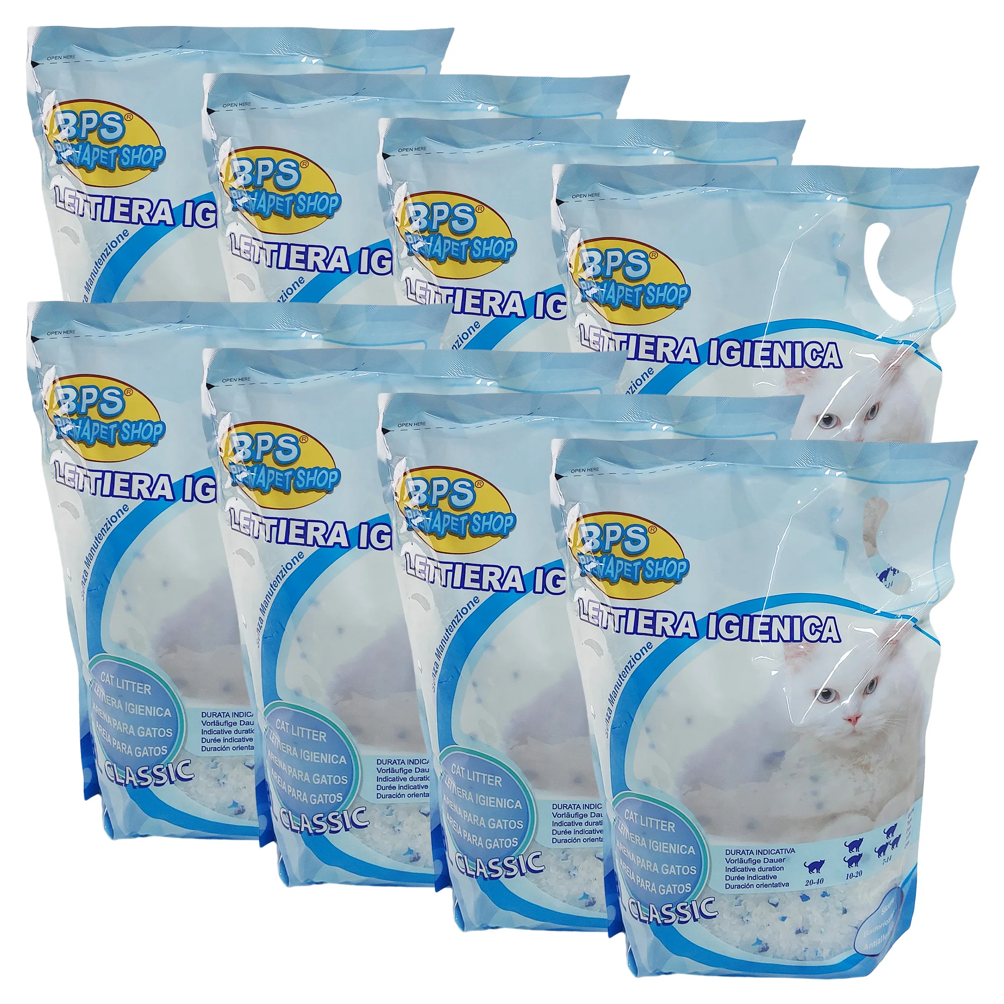 LETTIERA GATTO SILICIO 【30.4 LITRI】【8 BUSTE DA 3.8L 】 per Gatti a Lunga Durata ai Cristalli di Silicio, assorbiodore