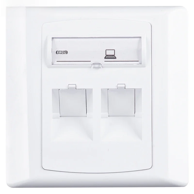 Linkwylan 86x86mm CAT6 RJ45 sieciowa osłona ścienna pojedyncza 1-portowa podwójna 2-portowa płyta czołowa gniazda internetowego LAN do włącznik Ethernet — zdjęcie produktu 7