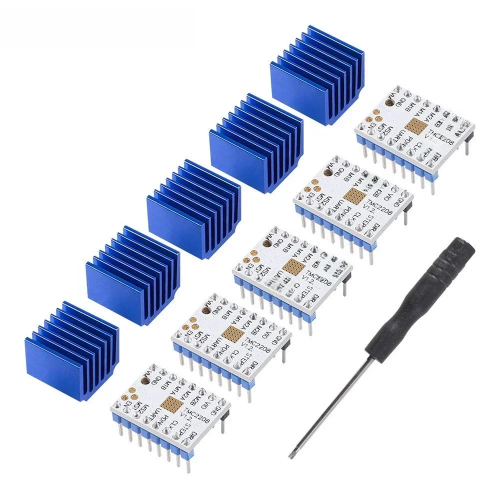 1-5 sztuk TMC2208 sterownik silnika krokowego drukarki 3D, moduł sterownika krokowego TMC2208 V1.2 z śrubokrętem radiatora do drukarki 3D — zdjęcie produktu 7