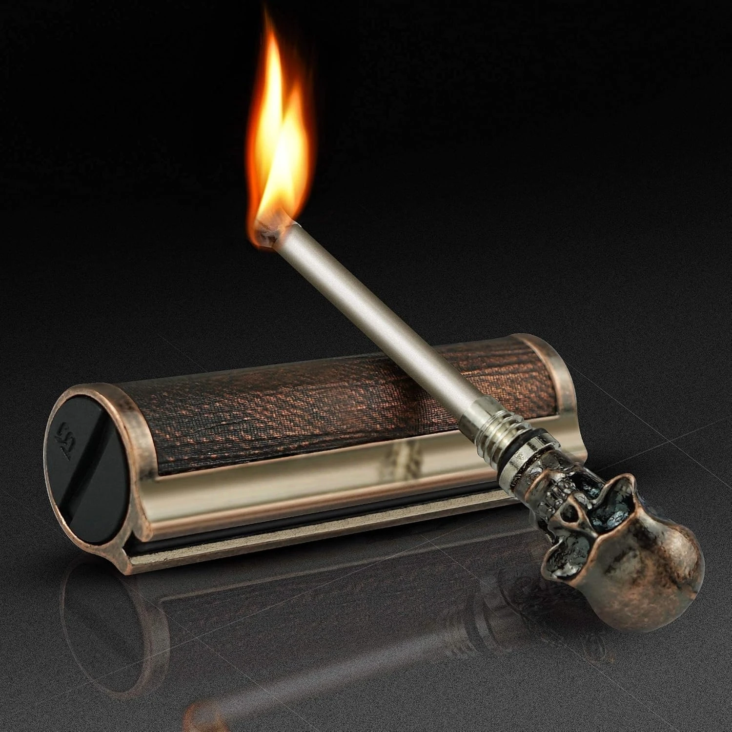 Vintage Permanent Match Keychain Lighter, Reusable Waterproof Forever Match Stick Lighter, Animal Head Metal Match for Camping Outdoor Fire Starter
