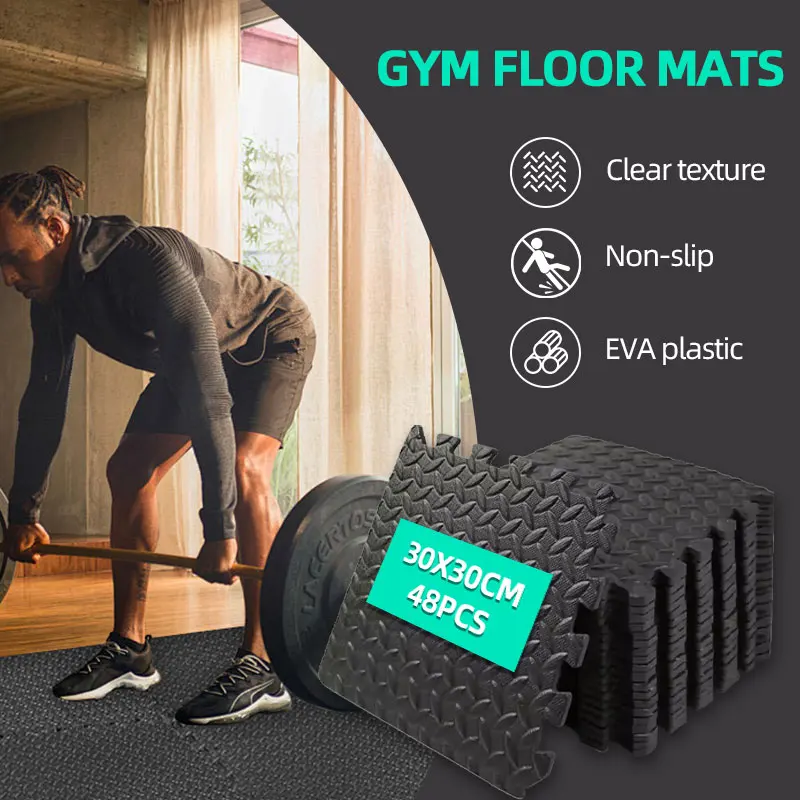 Tapis de puzzle en mousse EVA 60x60cm, dalles de sol de gymnastique emboîtables antidérapantes, épaisses, antichoc, imperméables, pour salle de sport à domicile, yoga, pilates, équipement de fitness, salle de jeux pour enfants, garage, intérieur et extérieur