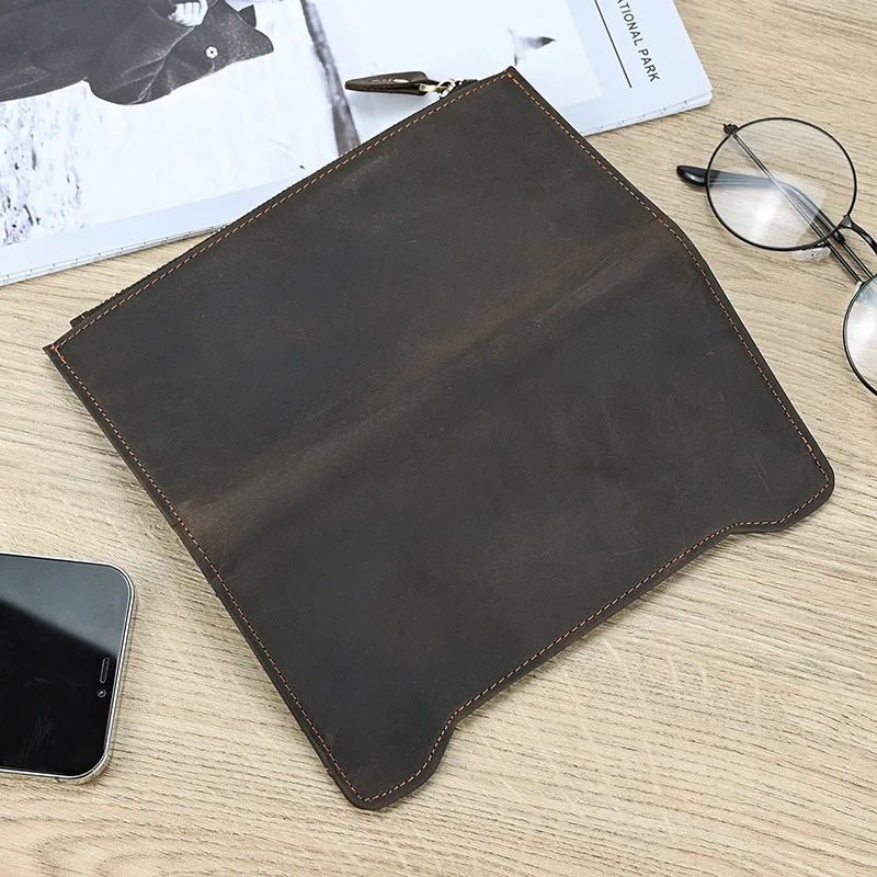 Men Vintage Long Wallet Genuine Leather Cowhide Snap Male Money Case Card Holder Zipper Coin Pocket Unique Casual Clutch Bag