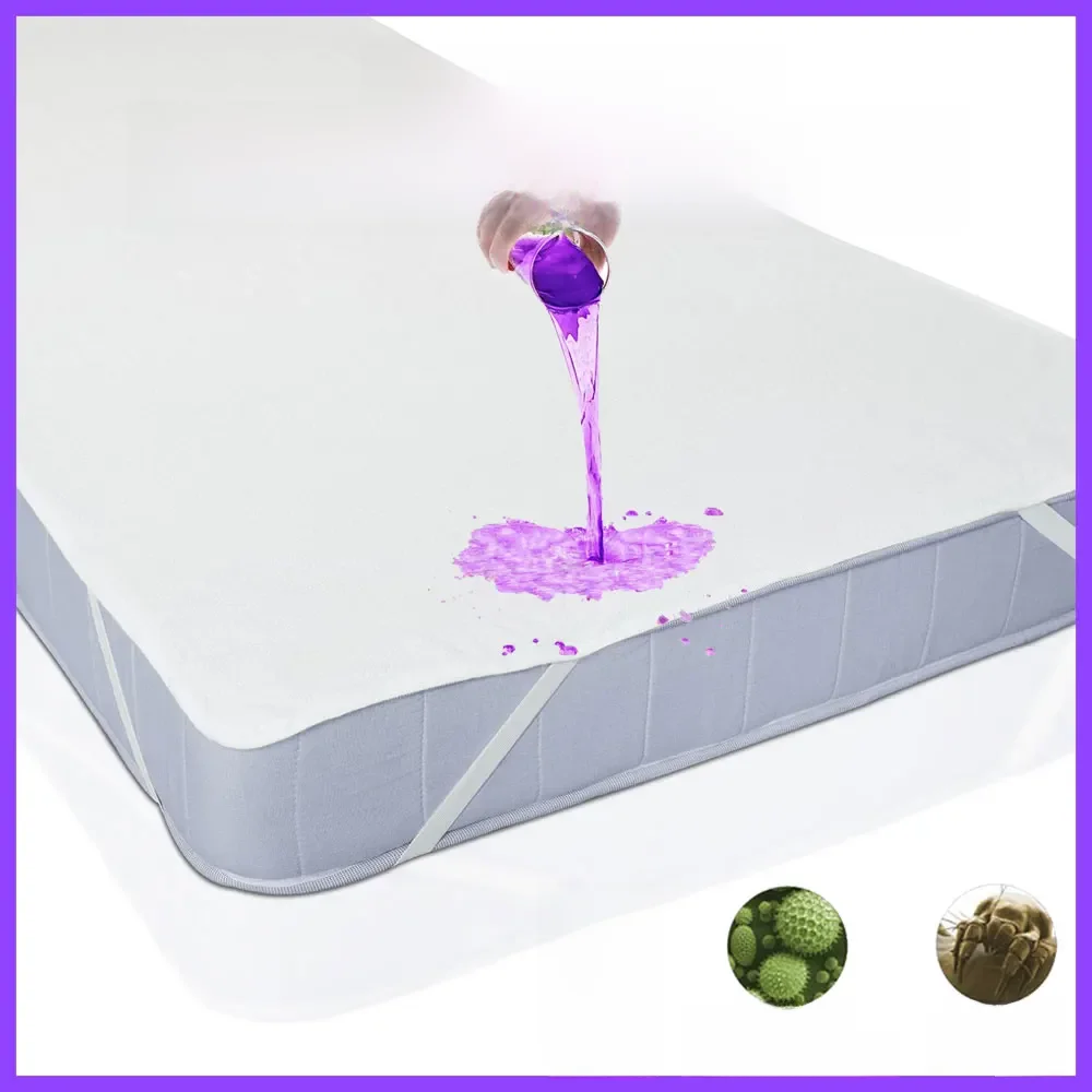 Capa impermeável do colchão do algodão Terry Flat, Anti-carpetes e protetor de folhas laváveis