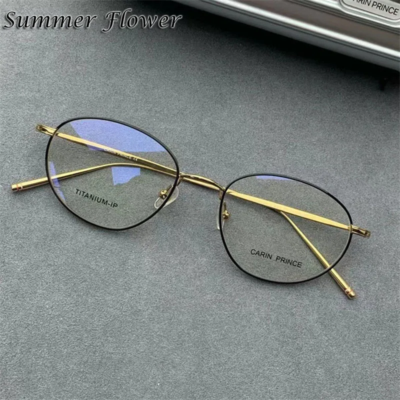 Top Quality Brand Designer Women Pure Titanium Prescription Glasses Frame Optical Eyewear Irregular Oval Eyeglasses Spectacle