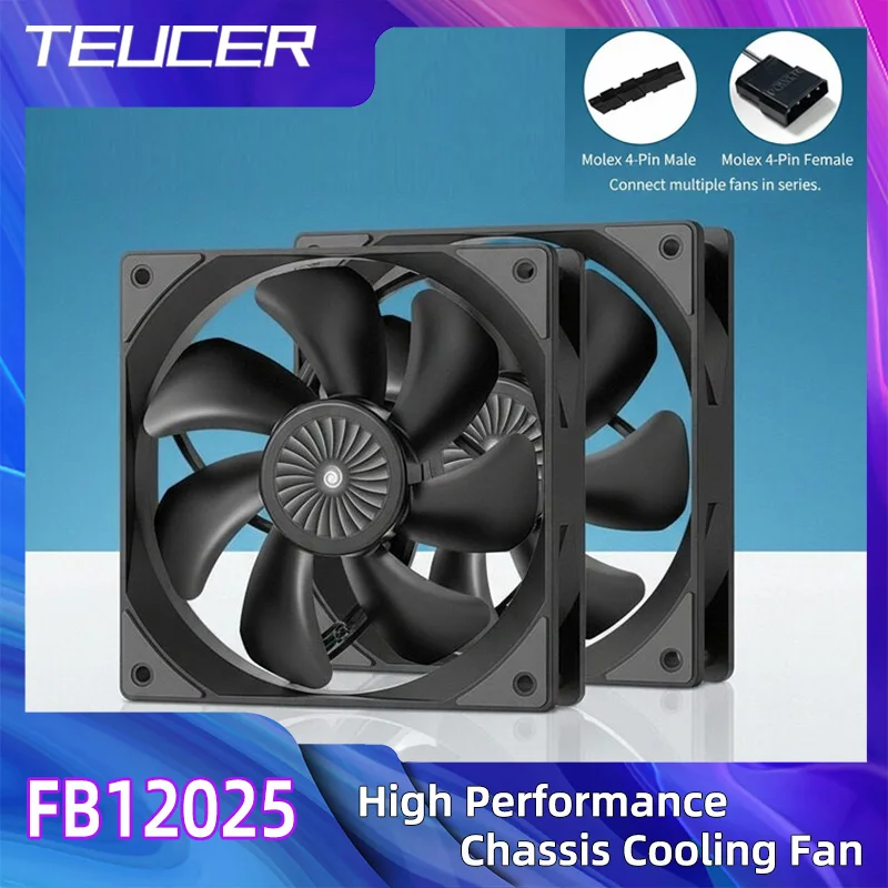 

TEUCER FB12025 PC Gamer Корпус компьютера Вентилятор 120 мм Большой 4-контактный интерфейс Вентилятор охлаждения процессора Высокопроизводительный вентилятор охлаждения процессора