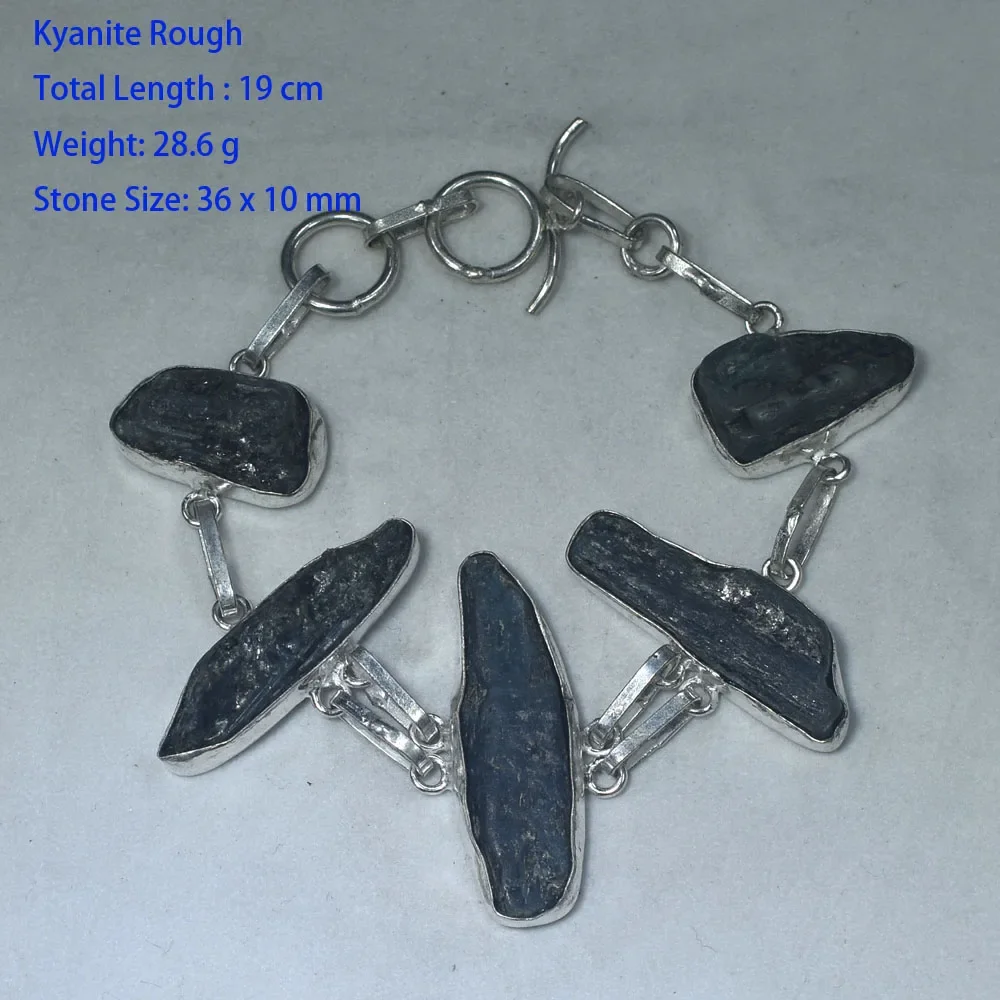 Genuine Kyanite Rough Lapis Lazuri white Jade Garnet Moonstone Solar Quartz  Bracelet  Silvers  Overlay over Copper