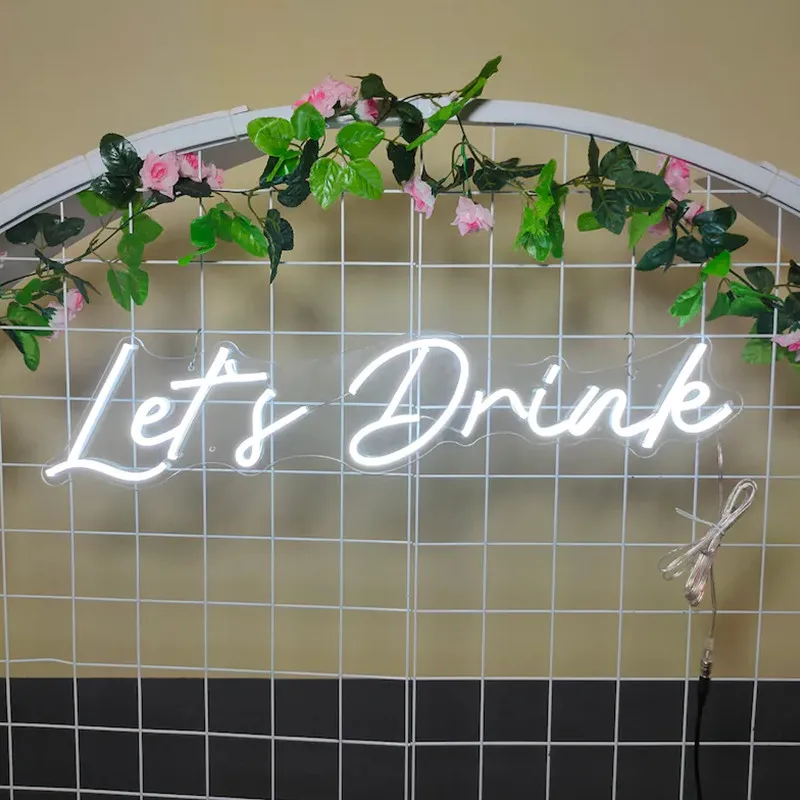 

Let's Drink Neon Sign Custom Neon Led Lights Wedding Bachelor Party Personalized Gift Bar Club Decor Party Room Wall Decor Neon