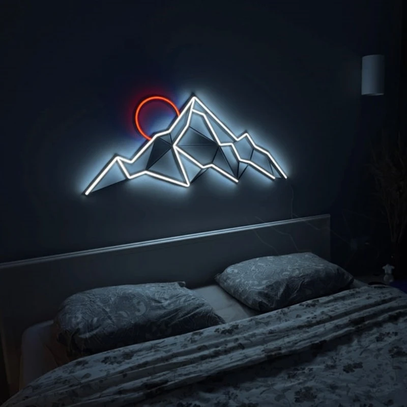 mountain neon wall art landscape Neon Sign neon art, Mountain Art Light Sign, Led light Wall Decor, mount decor gift man