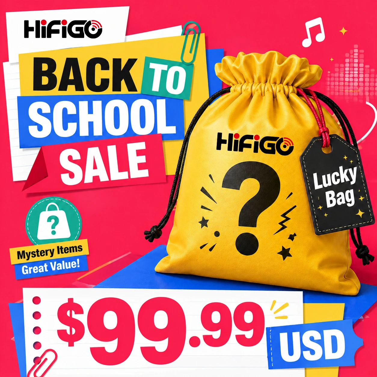 HiFiGo: Oferta de Volta às Aulas - Bolsa Surpresa com Fones de Ouvido HiFi Aleatórios, IEMs, DACs e Caixa Cega Multimarca para Audiófilos - Pacote de Áudio Surpresa