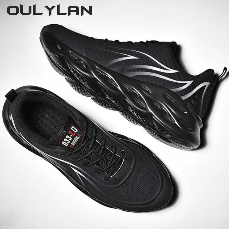 OULYLAN Trainers Lightweight Shoes Fashion Outdoor Athletic Sports Running Shoes Flame Printed Sneakers Men Cushioning Jogging