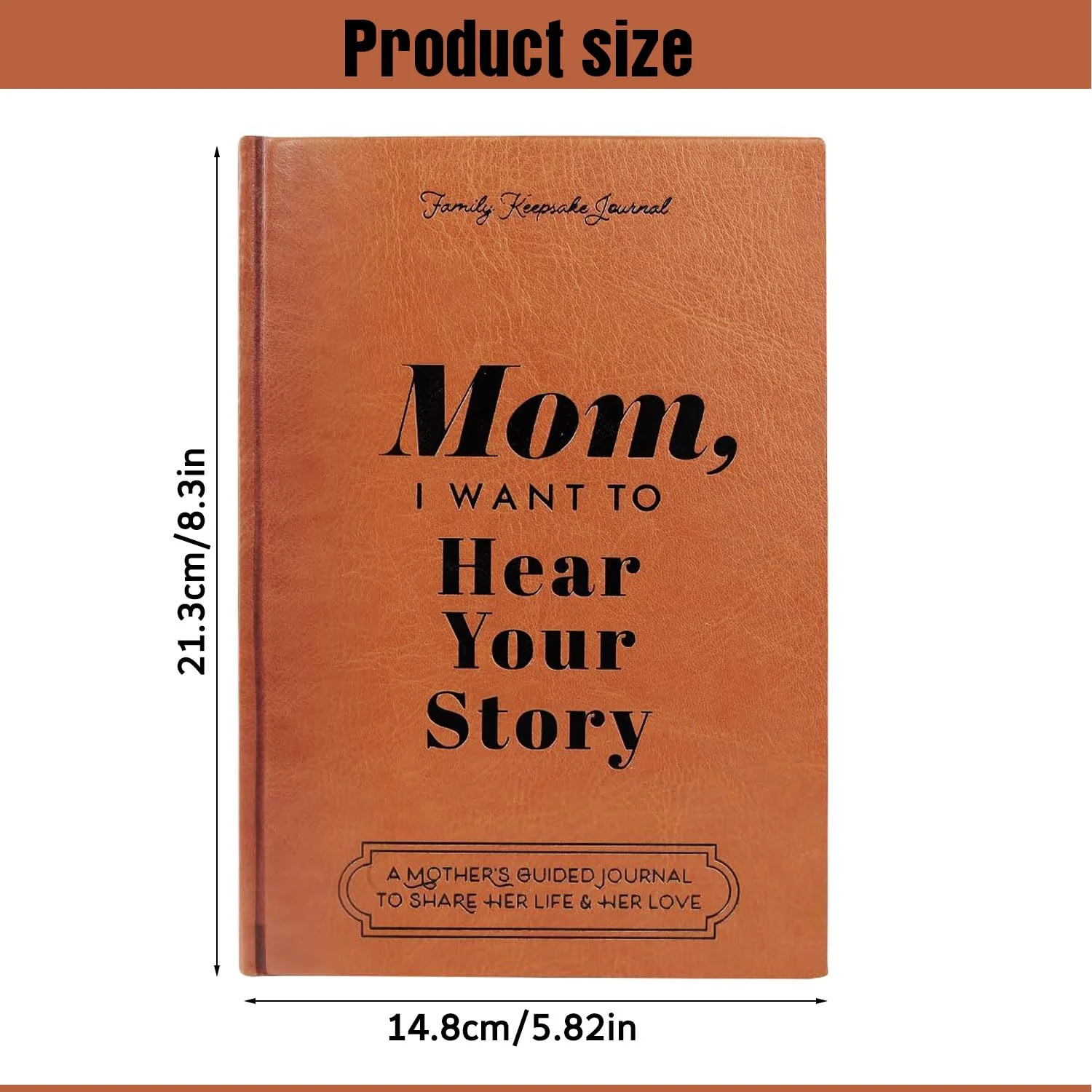 Mother's Life Story Guided Journal - Family Keepsake Memory Book for Mom to Share Memories & Wisdom - Brown Faux Leather Hardcover Gift for Mother's Day, Birthday