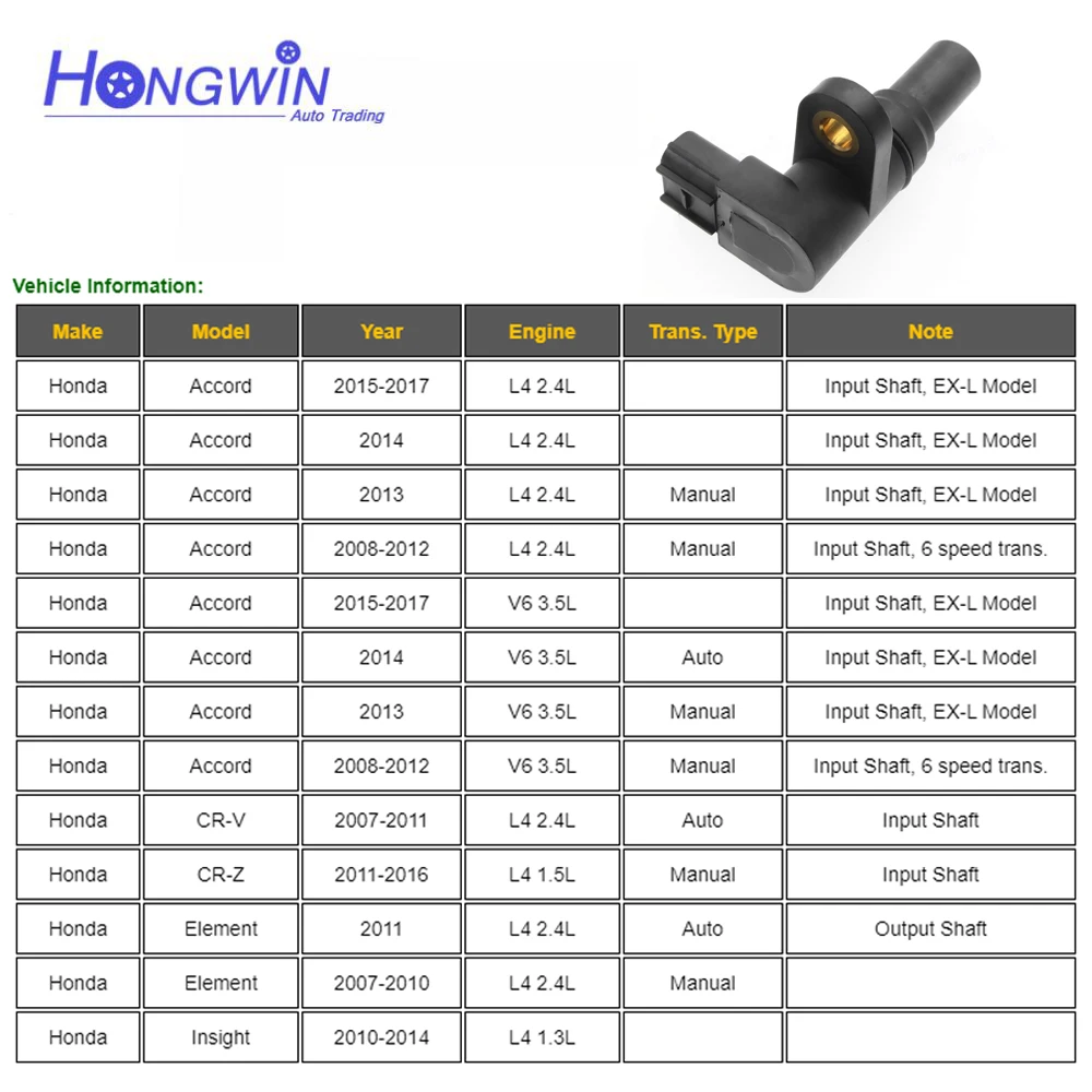 Подлинный номер. : 28810 RZH 004 Новый датчик скорости для Acura ILX TL Honda Accord Civic CR-V CR-Z Element Insight 2007-2017 28810-RZH-004