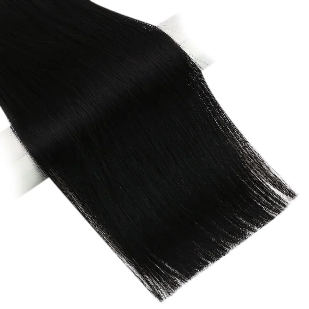 LaaVoo Flat Silk Weft Hair Extension 100% Real Brazilian Human Hair 50g/p Seamless PU Sew in Weft Hair 16-24inch High Quality