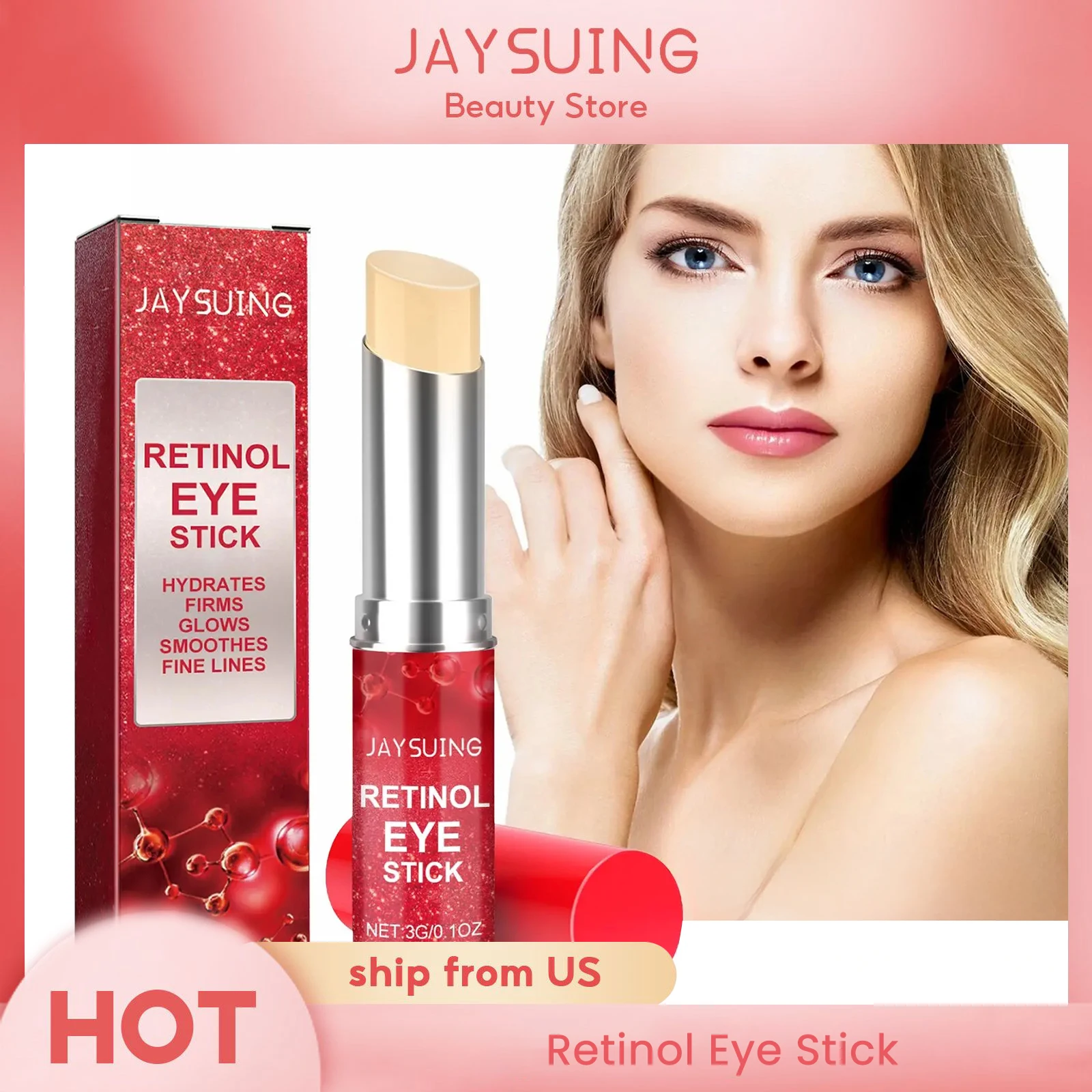 Jaysuing Brightening Eye Balm Promote Eye Elasticity Cream Deeply Hydrates Firms Glows Smooth Fine Lines Retinol Eye Stick