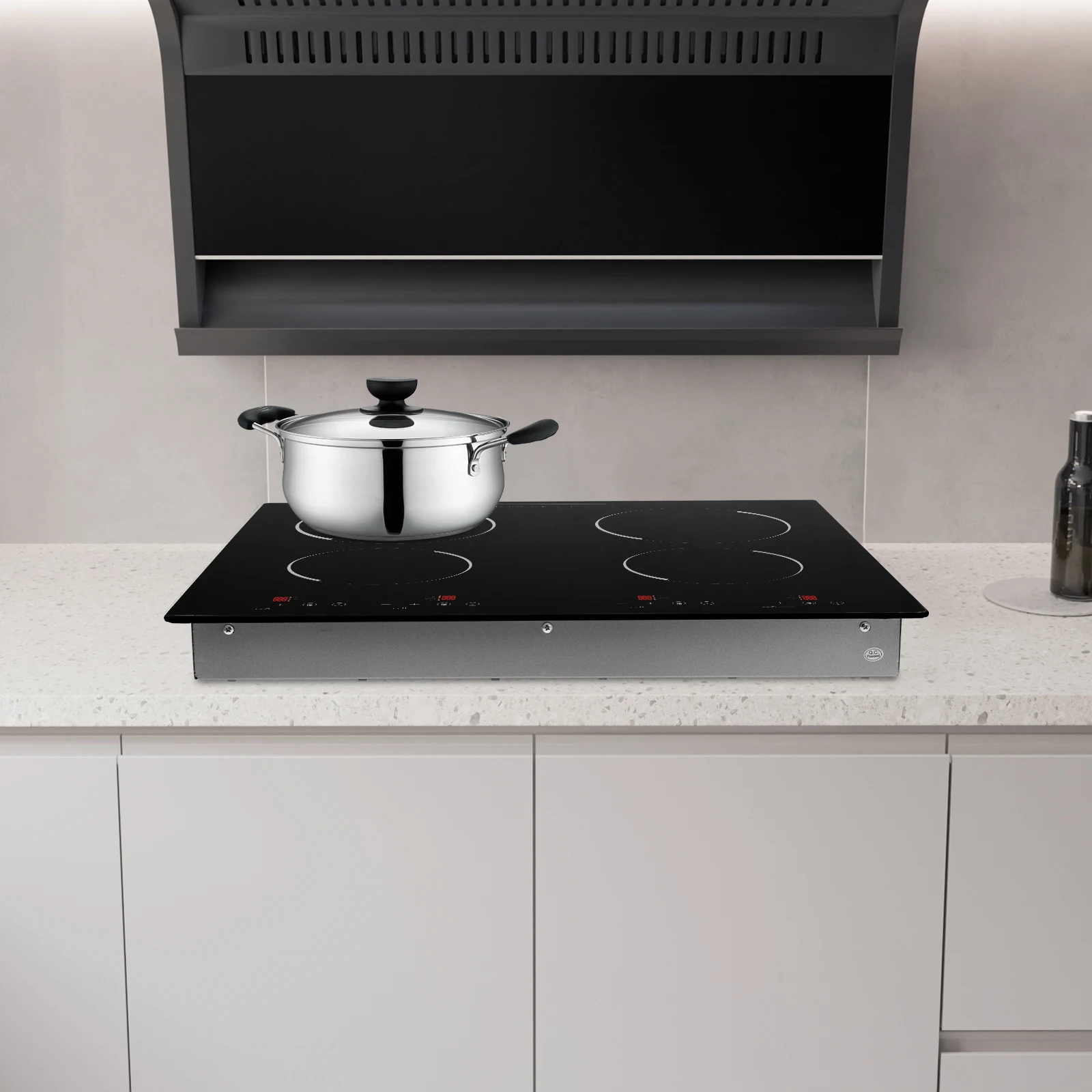 3000W Electric Ceramic Cooktop 4 Burners Built-in Electric Cooktop Sensor Touch Control Countertop LED Display Electric Hot Plate Stove Top with Kid Safety Lock
