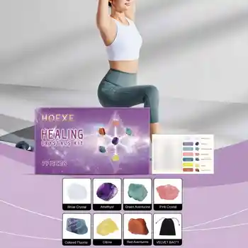 Hoexe 1組7脈輪珠子首飾套裝 天然石裝飾寶石收藏 靈性療癒 7脈輪水晶石 8 最佳銷售 脈輪珠 - №2