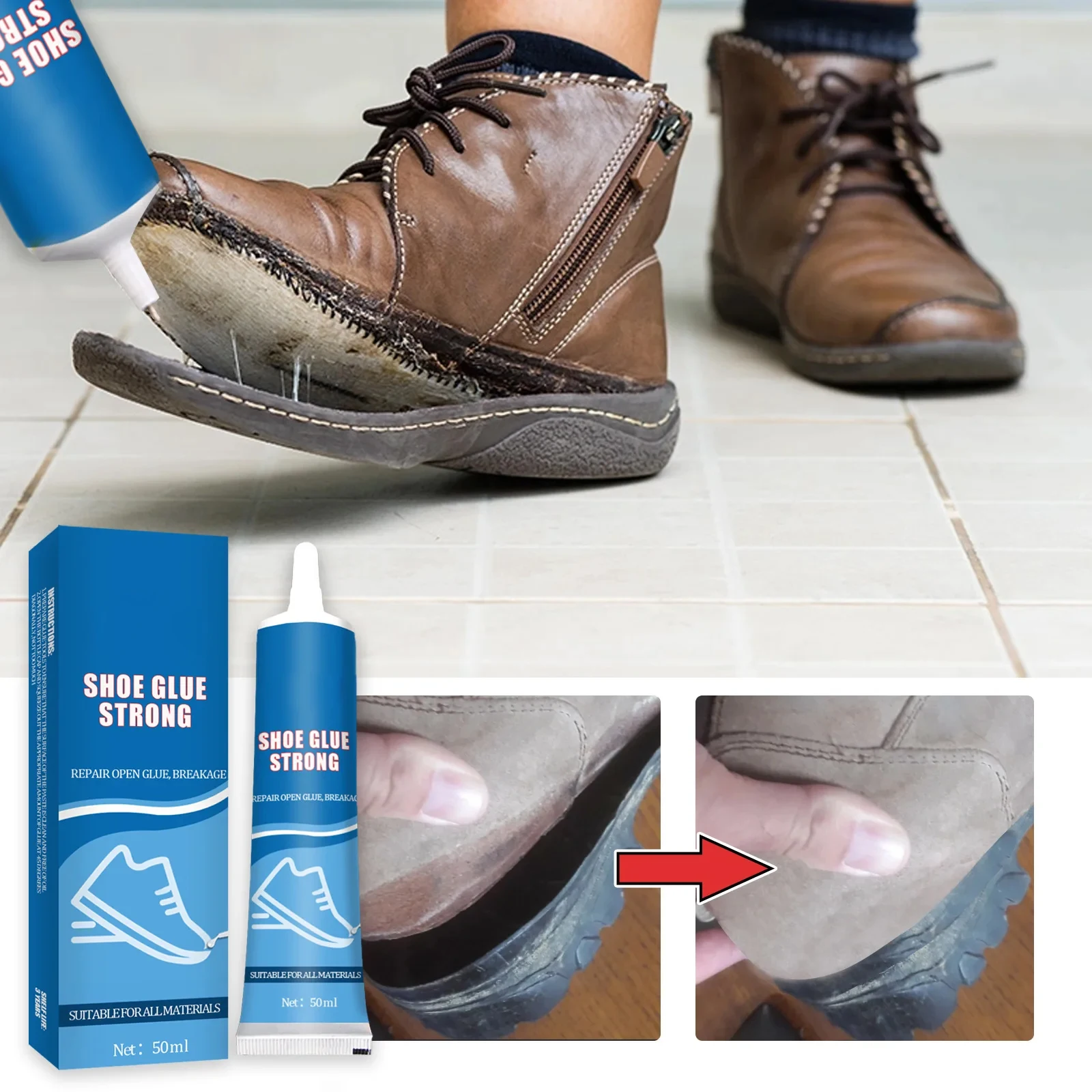 Strong Shoe Repair Glue Soft Adhesive Worn Shoes Boot Sole BondMulti-Purpose Waterproof Repairing Liquid Tool GLUE 50ml