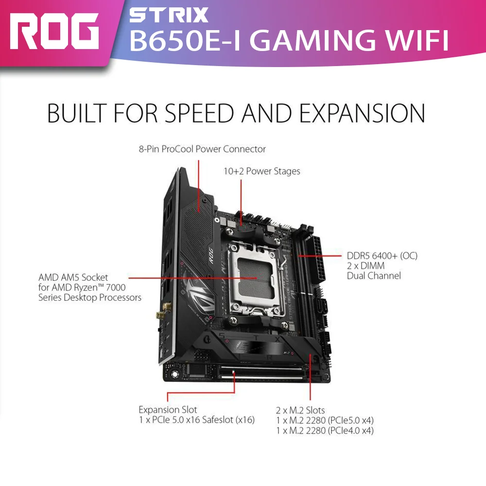 Новый комплект ASUS ROG STRIX B650E-I GAMING WIFI с процессором AMD Ryzen 9 7950X DDR5 память материнская плата AM5 RGB Combo Mini-ITX HDMI DP поддерживает видеокарты NVIDIA AMD для настольных ПК Gamer