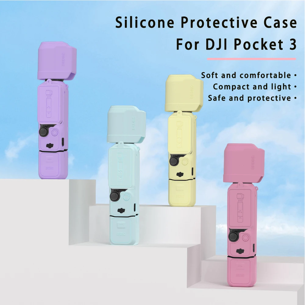 Silicone Cover for Dji Pocket 3 Protective Case Anti-Scratch Handle Soft Sleeve Skin Lens Cap, For Dji Osmo Pocket 3 Accessories