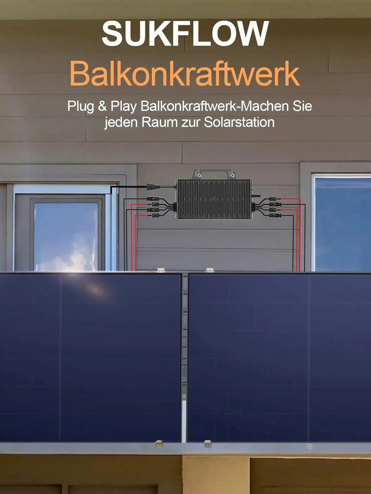 Sukflow 2400W Netzgekoppelter Mikrowechselrichter mit VDE RED WiFi-App für Balkon-Photovoltaik und Hof-Stromerzeugung